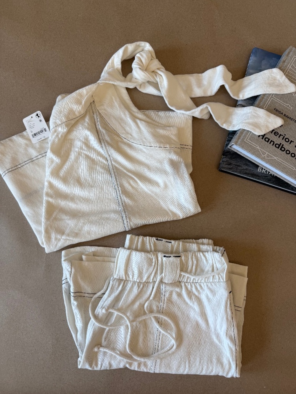 NWT Free-est by Free People Strada One-Shoulder Tie Top (S) & Shorts (M) Set